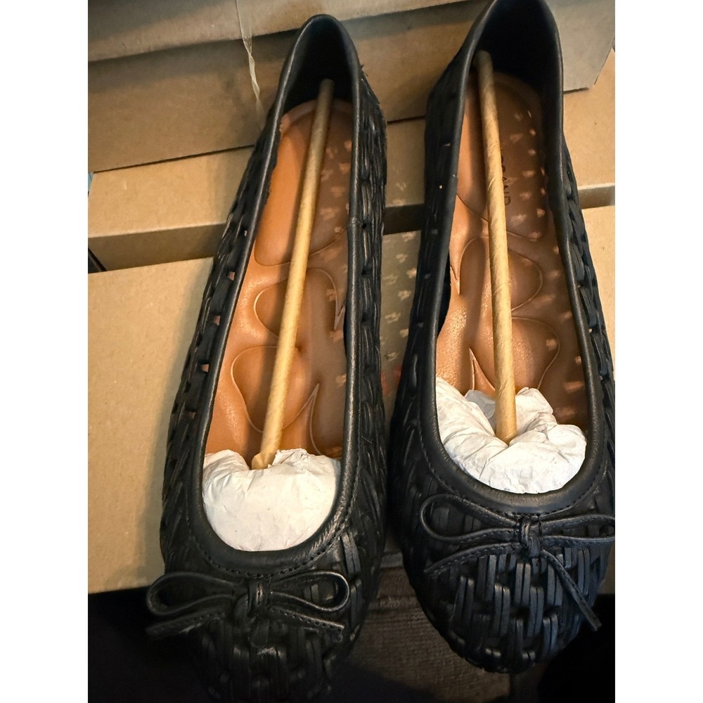 Lucky Brand Mogeni Black Woven Leather Ballet Flats Bow Round Toe 9M